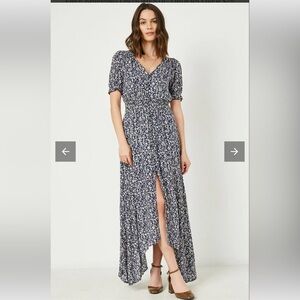 Floral Ruched Waist Maxi Dress